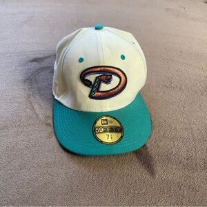 New Era White Crown Teal Brim Arizona D-Logo 59FIFTY Fitted Hat
